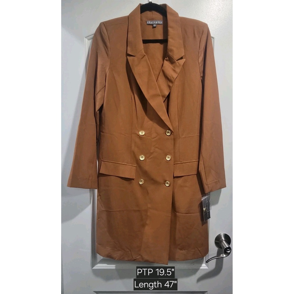 Sharagano Mini Blazer Dress, 14 Color-Leather Shoulder Pads Pockets NWT MSRP 138